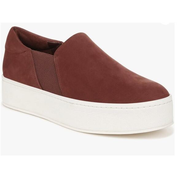Vince Women's Warren Platform Slip-On Sneaker Oxblood Suede Size 9 US 40 EU NIB - Picture 1 of 13